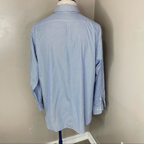 POLO Ralph Lauren Mens Blue Striped Button Down Dress Shirt Sz 17 (34-35) - Picture 4 of 16